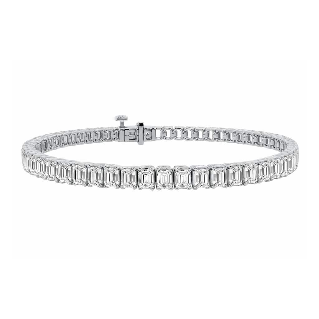 Auriya 14K Gold Round Cut Lab Grown Diamond Station Bar Bracelet 8.00ct. tw. (F-G, VS) - White