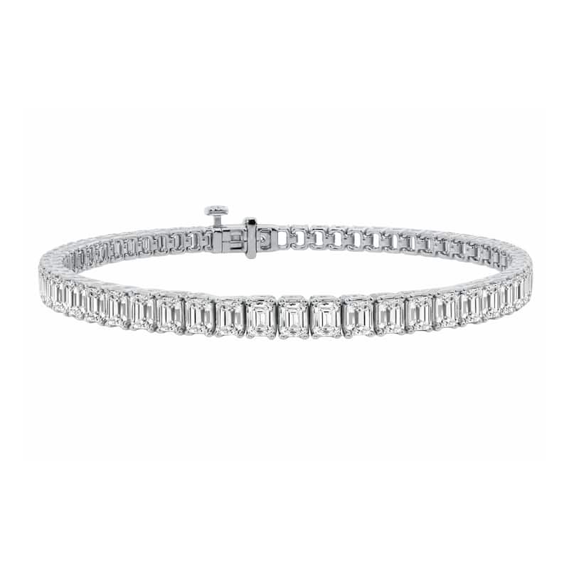 Auriya 14K Gold Round Cut Lab Grown Diamond Station Bar Bracelet 8.00ct. tw. (F-G, VS) - White - White