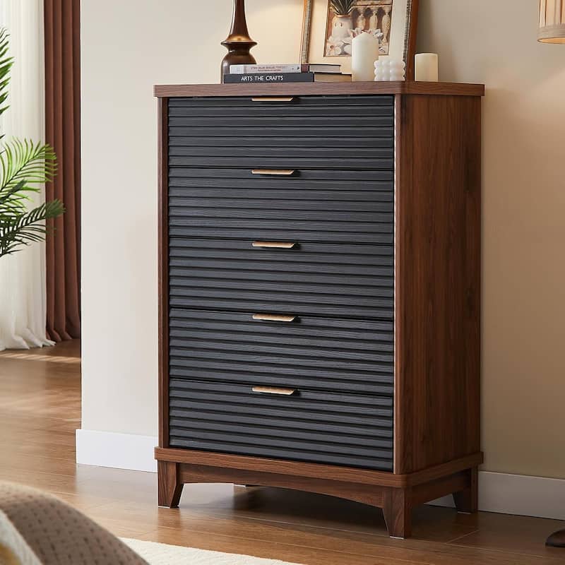 Wooden Drawers Dresser with Charging Station Dresser for Bedroom Chest of Drawers