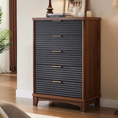 Wooden Drawers Dresser with Charging Station Dresser for Bedroom Chest of Drawers