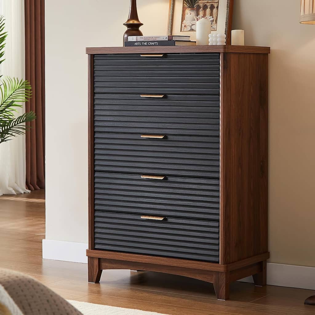 Wooden Drawers Dresser with Charging Station Dresser for Bedroom Chest of Drawers