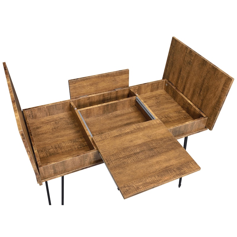 Sheeran 47-inch Writing Desk with Storage Rustic Amber