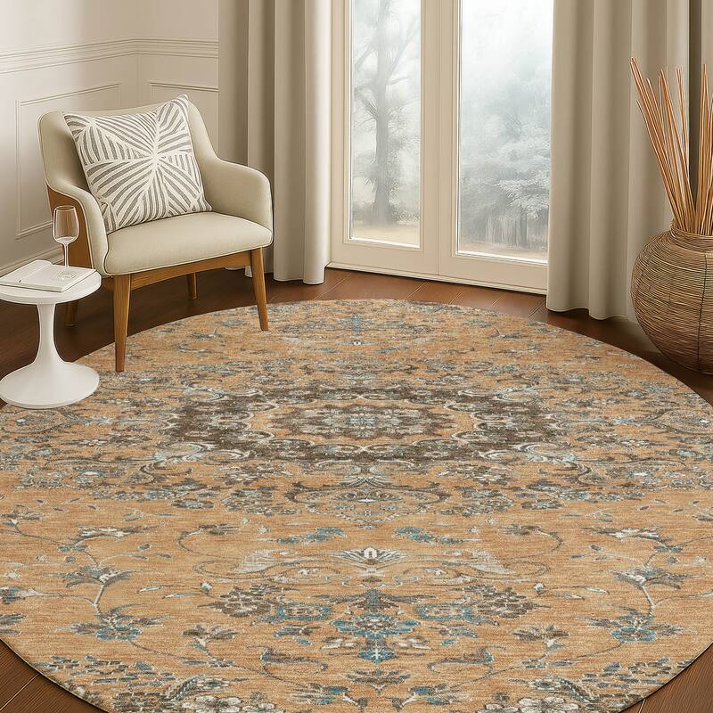 Machine Washable Indoor/ Outdoor Traditional Niko Chantille Rug