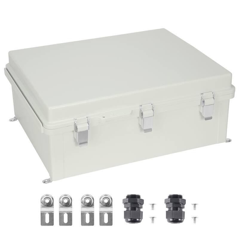 Outdoor Electrical Junction Box, ABS Plastic Electrical Enclosure Box with Hinged Cover Stainless Steel Latch - 20.87 x 16.92 x 7.87 in