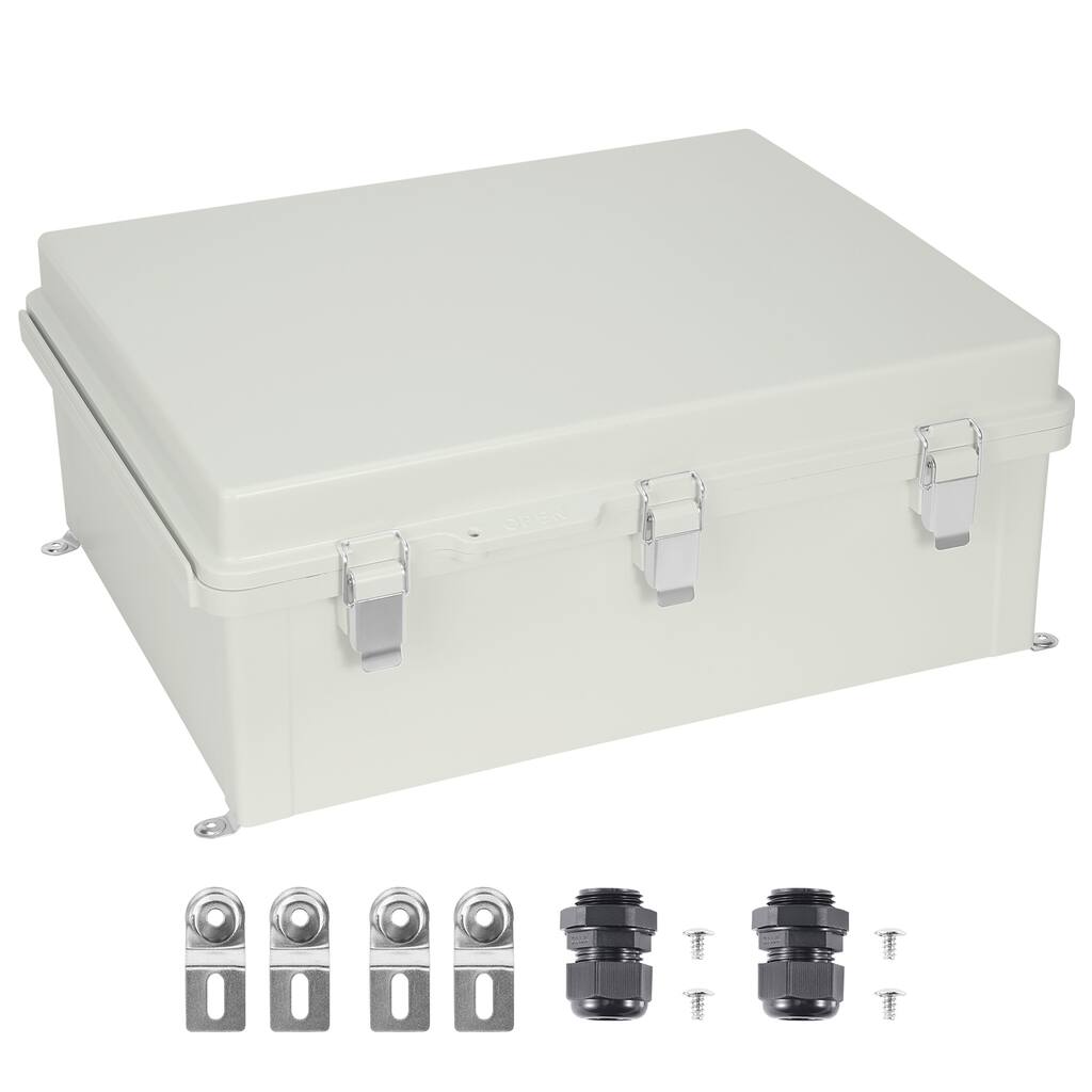 Outdoor Electrical Junction Box, ABS Plastic Electrical Enclosure Box with Hinged Cover Stainless Steel Latch