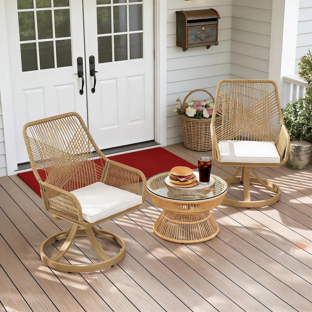 GDFStudio - Oliver Outdoor Swivel Chairs Set of 2 Designed for Flexible Seating - Swivel Chair