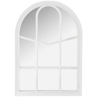20" White Arched Windowpane Framed Wall Mirror