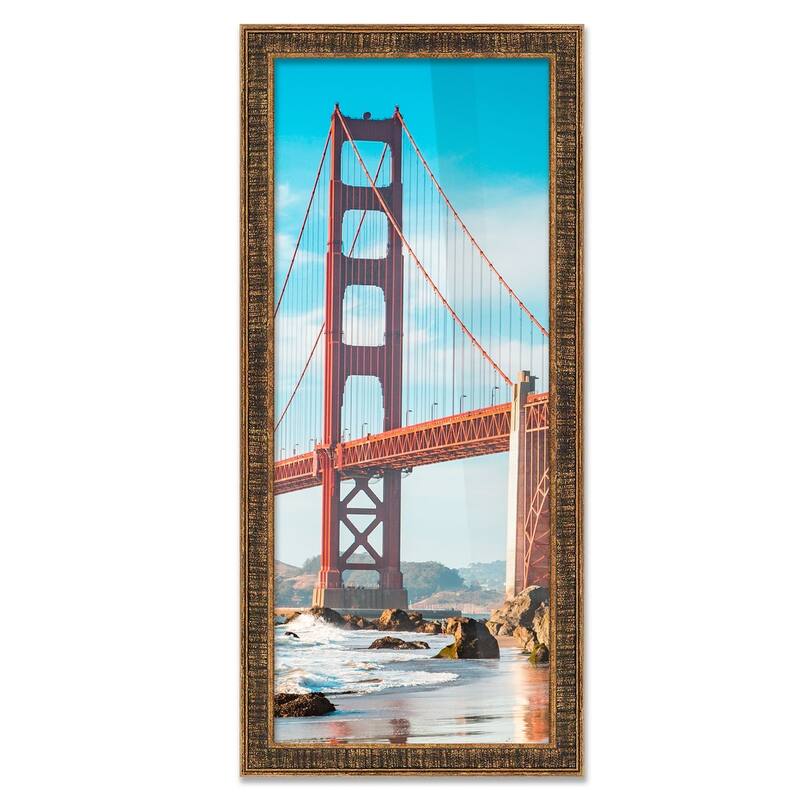 14x5 Frame Gold Solid Wood Picture Frame - Complete Modern Photo Frame