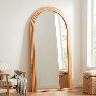 43 in. W x 71 in. H Arched Solid Wood Framed Floor Mirror - 71"x43"