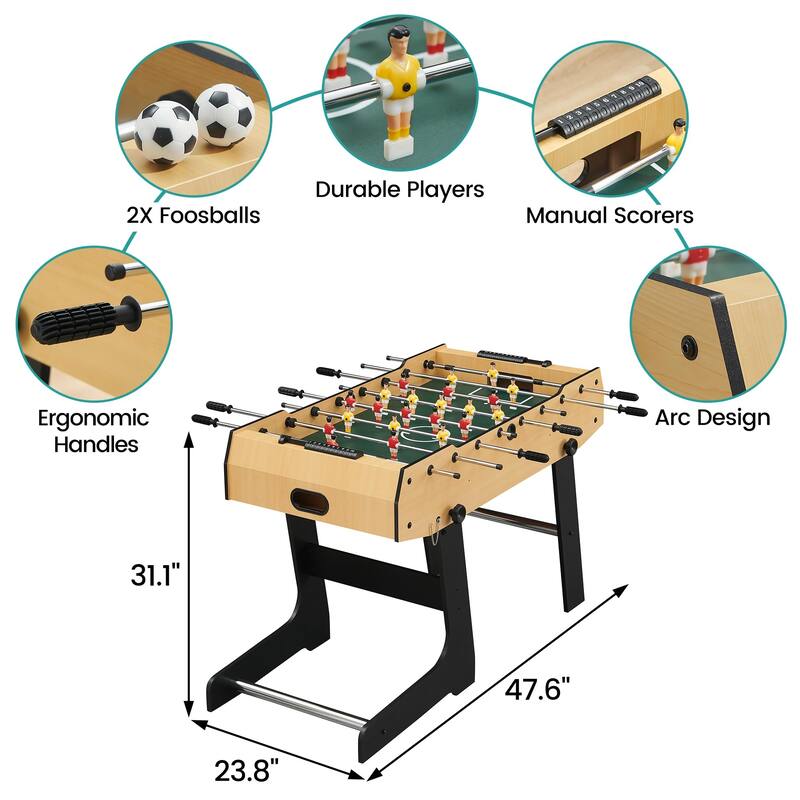 48 Inch Foosball Table, Soccer Table Game for Kids and Adults, Arcade Table Soccer for Home