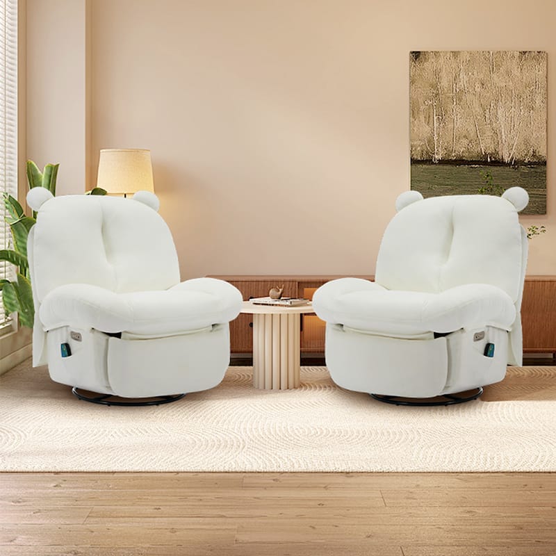 XINMICS Swivel Recliner Chair, Glider Rocking Power Recliner with Massage and Heated (Set of 2)