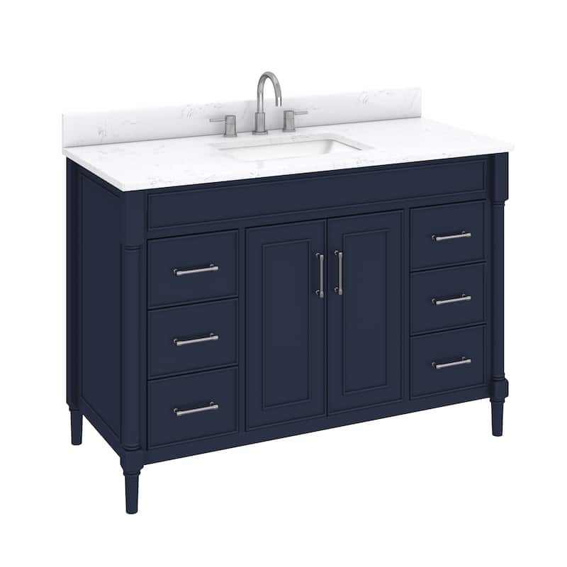 Avanity Bristol 49 in. Bath Vanity in Navy Blue finish and Cala White Engineered Top