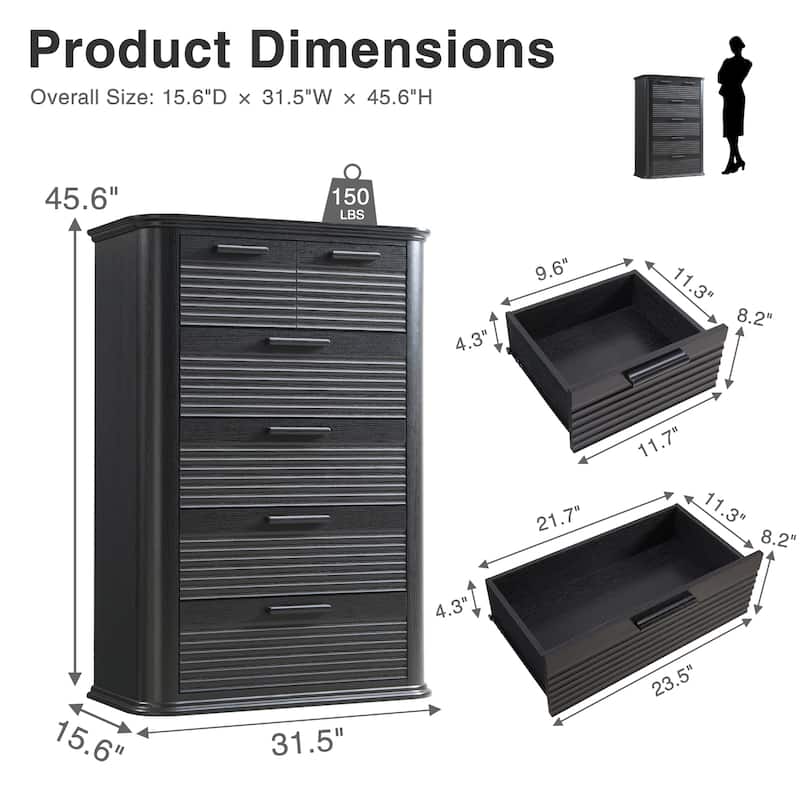Modern 6 Drawers Dresser for Bedroom, Living Room, Entryway