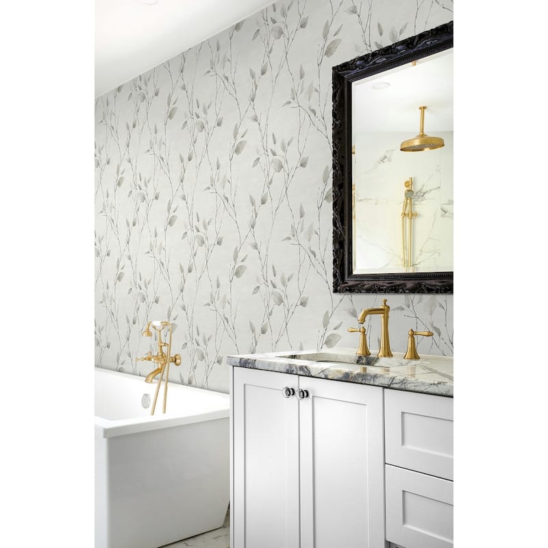 Seabrook Designs Nessa Leaf Branches Non-Woven Unpasted Wallpaper