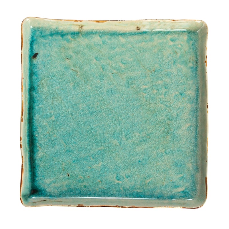 Stoneware Serving Tray with Reactive Crackle Glaze - 11.0"L x 11.0"W x 1.0"H