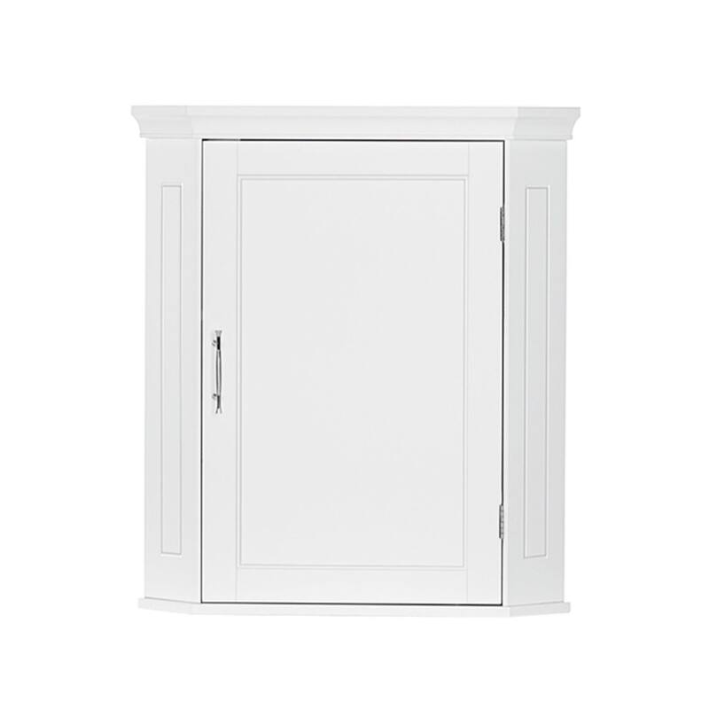 RiverRidge Somerset Corner Wall Bathroom Storage Cabinet Organizer with Doors and an Adjustable Shelf - White