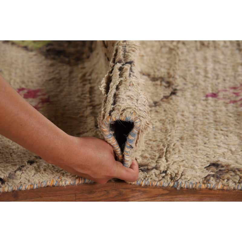 Geometric Moroccan Oriental Area Rug Hand-Knotted Wool Carpet - 4'9" x 8'9"