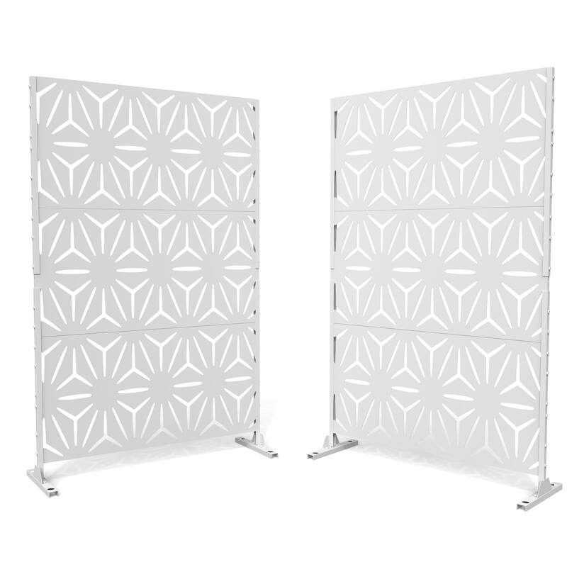 2Set Patio Outdoor Privacy Metal Screens and Panels - White - 005-Star