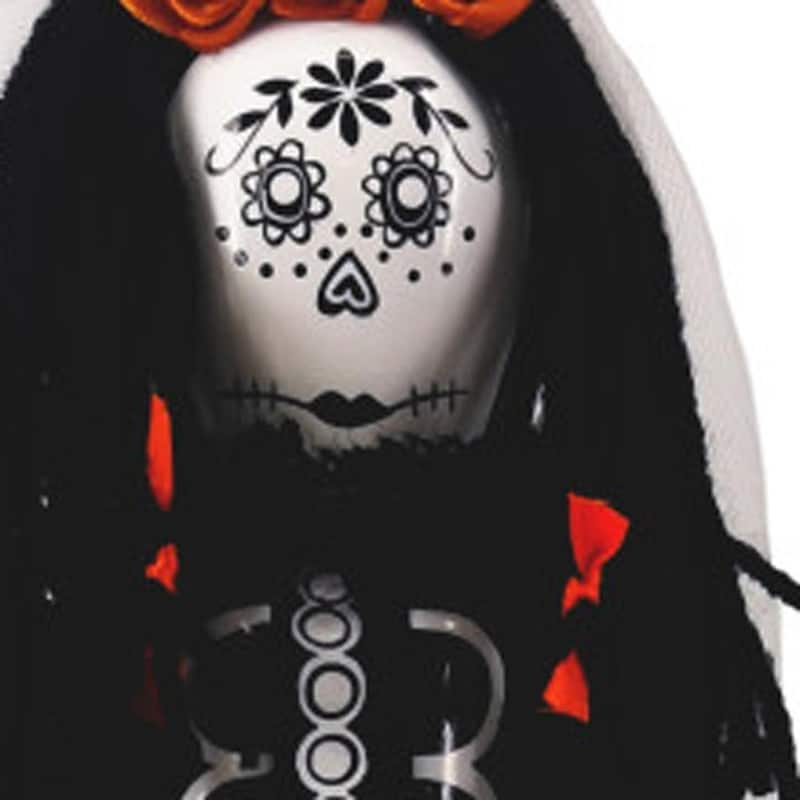 HomeRoots 14" Black And White Fabric And Solid Wood Halloween Woman Nutcracker - 5.00 in. x 14.00 in. x 5.00 in.