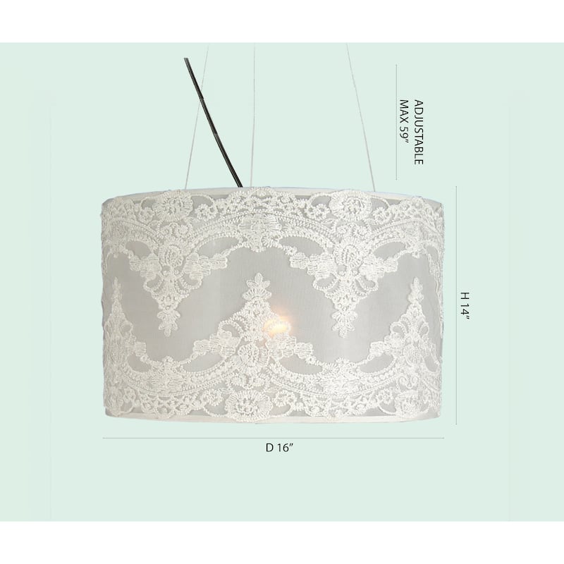 3-Light Chrome Chandlier With A White Shade