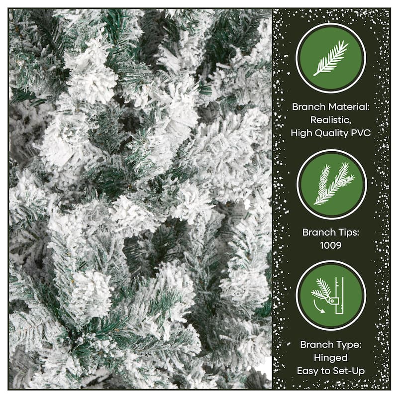 National Tree Company 7.5 ft Acacia Flocked Artificial Christmas Tree, Unlit, Hinged Branches, Includes Metal Stand - 7.5 Foot