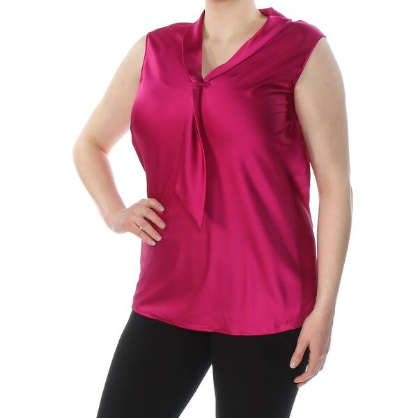 Shop Tahari Womens Pink Silk Cap Sleeve V Neck Wear To Work Top