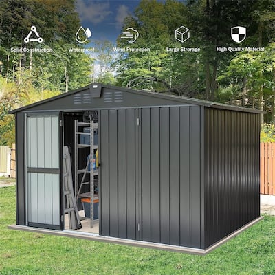 CUSchoice Outdoor Metal Storage Shed with Lockable Door