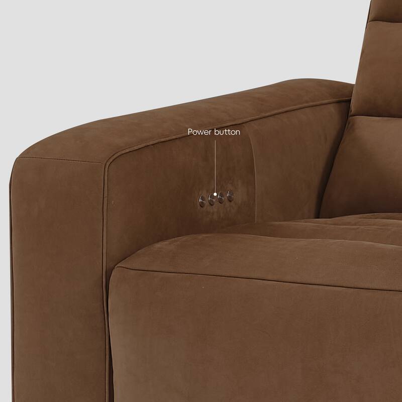 46" W Full-Grain Leather Power Recliner with Zero Gravity, USB & Type-C Charging