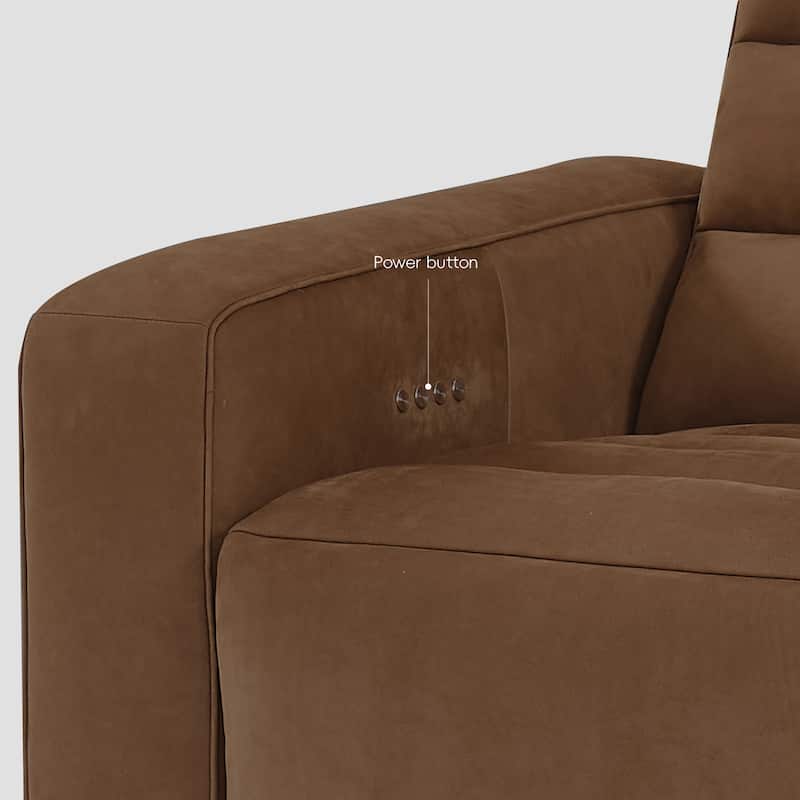 5PCS, 3 power Recliners, Full-Grain Leather Reclining Large Sectional with Zero Gravity