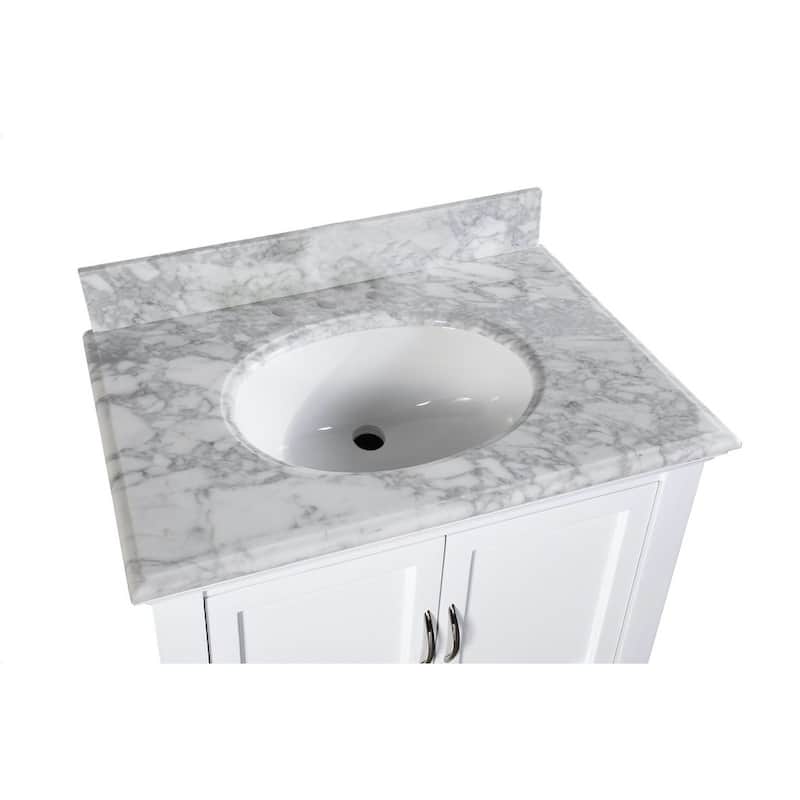 KitchenBathCollection Beverly 30" BathroomVanity w/ Carrara Marble Top