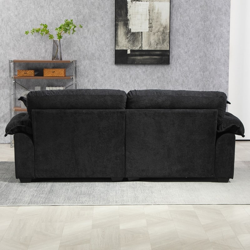 84" Chenille Loveseat Sofa with Memory Foam&Pocket Springs, Deep Seat Couch with 2 Throw Pillows