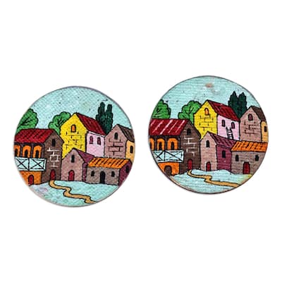Novica Handmade Evening At The Town Recycled Paper Magnets (Pair)