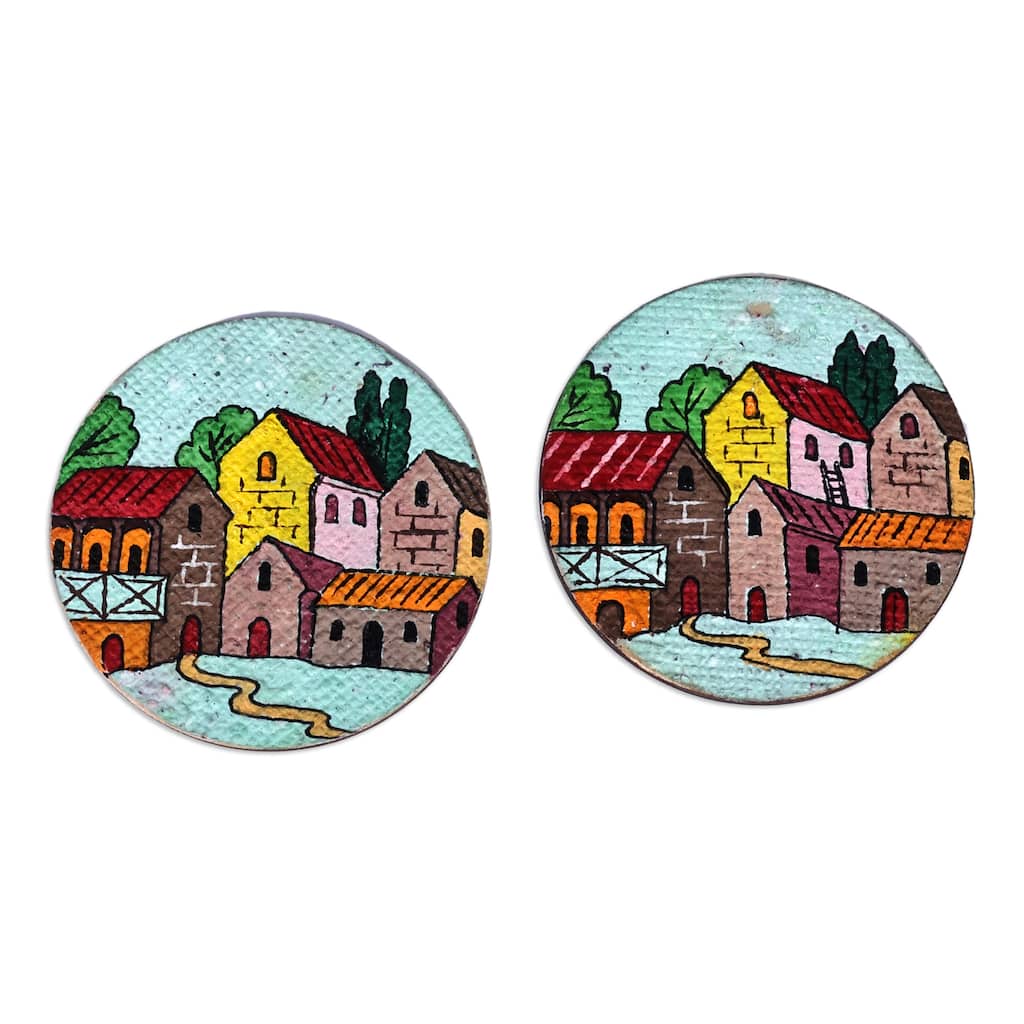 Novica Handmade Evening At The Town Recycled Paper Magnets (Pair)