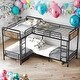 preview thumbnail 2 of 14, Queen Size Bunk Bed for 4 Kids,Metal Twin Bunk Triple Bed Frame
