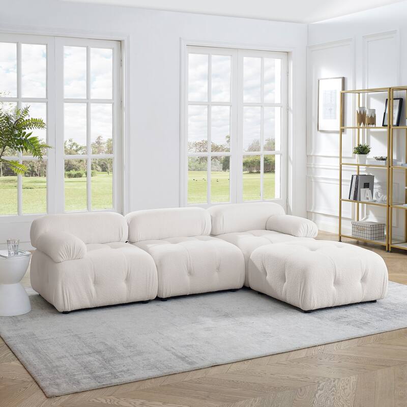 Ouyessir Modern Velvet Upholstered Large Modular Sectional Sofa with Removable Armrest