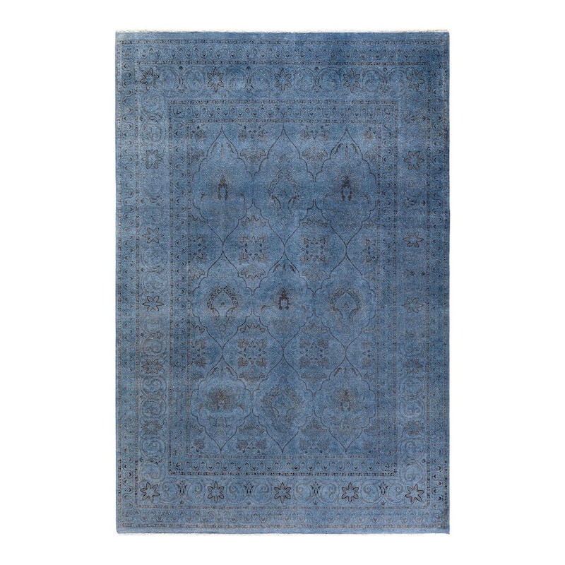 Fine Vibrance, One-of-a-Kind Hand-Knotted Area Rug - Gray, 6' 2" x 8' 10" - 6' 2" x 8' 10"