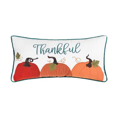 Thankful Pumpkins Applique and Embroidered Pillow