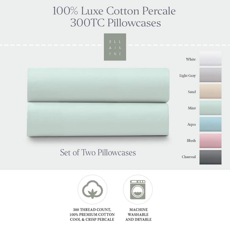 Ella Jayne 100% Cotton Percale Cool and Crisp Pillowcase Set