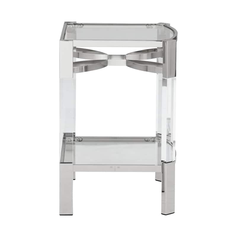 Chaseton Contemporary Clear/Silver Accent Table - 22"W x 18"D x 26"H