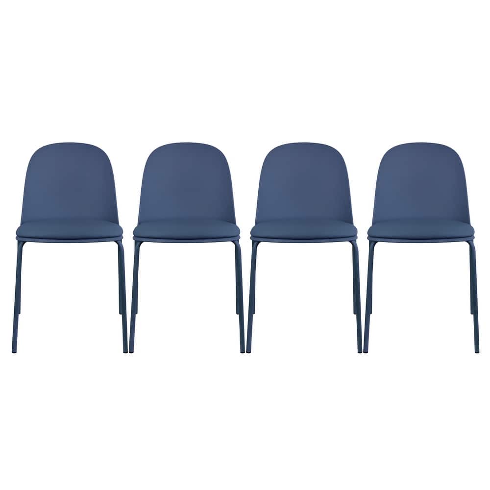 Set of 4 Plastic Dining Chairs Padded Seat Cushion For Kitchen Outdoor Patio Office Waiting Room Breakroom Guest