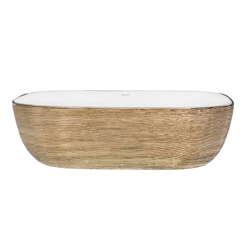 Ruvati 20 x 16 inch Bathroom Vessel Sink Rose Gold Decorative Art Above Vanity Counter White Porcelain Ceramic - RVB2016WR