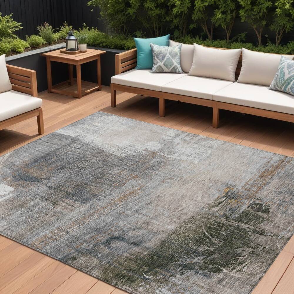 HomeRoots Abstract Transitional Rectangle Outdoor Rug