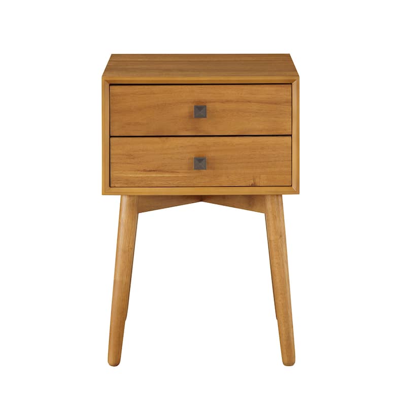 DH BASIC Mid-Century Modern Wood 2-Drawer Compact Nightstand Side Table by Denhour