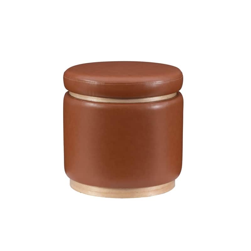 Rue Faux Leather Round Storage Ottoman