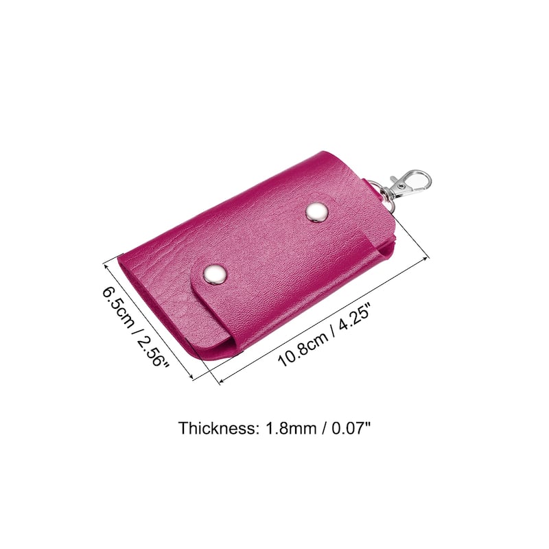 Key Case Cover, 1 Pack PU Leather 6 Keychain Holder Key Sleeve, Orange - 10.8x 6.5cm - Rose Red