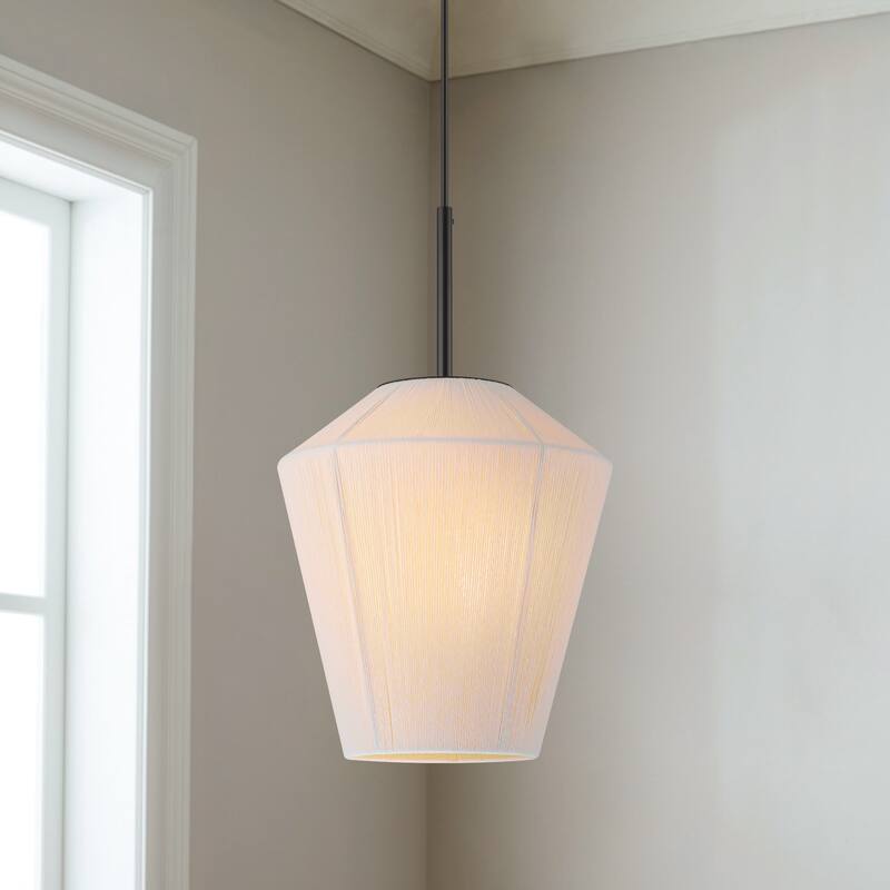 1-Light Modern Farmhouse Handwoven Rope Pendant Light for Kitchen Island - 10.6 in. W x 11.8 in. H