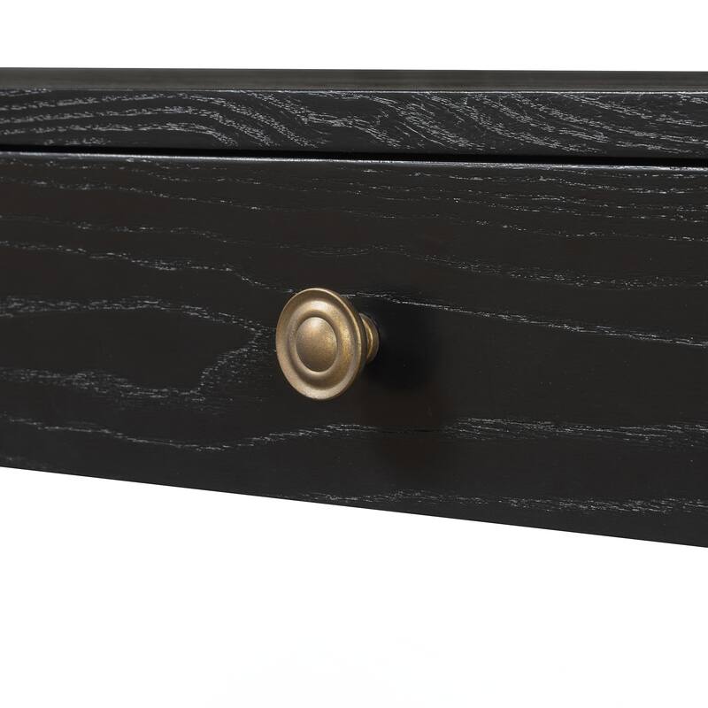 Console Table with Curved Corners for Safety, Entryway Table with 3 Concealed Drawers, Sturdy Sofa Table with Thick Legs