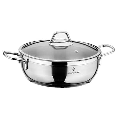 Sofram 18/10 Stainless Steel Low Casserole w/ Glass Lid