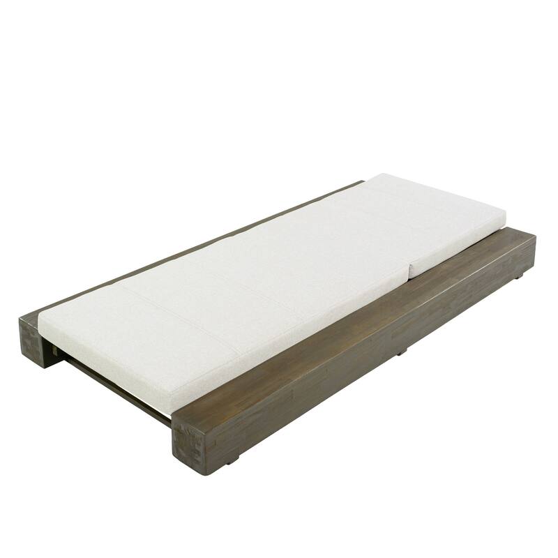 Christopher Knight Home - Amedea Outdoor Acacia Wood Chaise Lounge with Adjustable Backrest & Water-Resistant Cushion