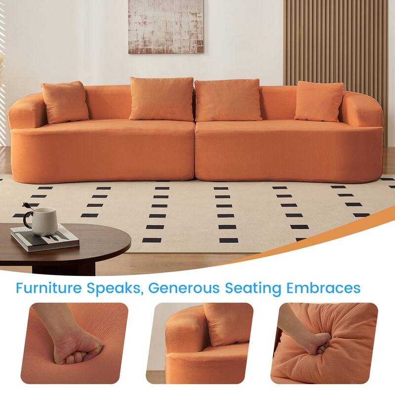Mixoy 112" Curved Modular Sectional Sofa in Chenille Fabric Modern Minimalist Design Compressed No Assembly Required